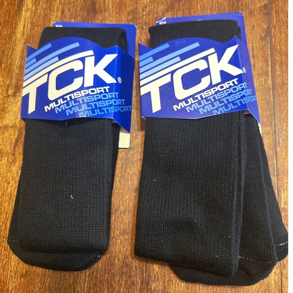 TCK Multisport Socks Unisex Medium Black New 2 Pairs Athletic Tube Cushioned